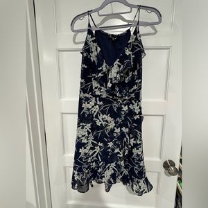 Lulu’s Navy floral dress with ruffles